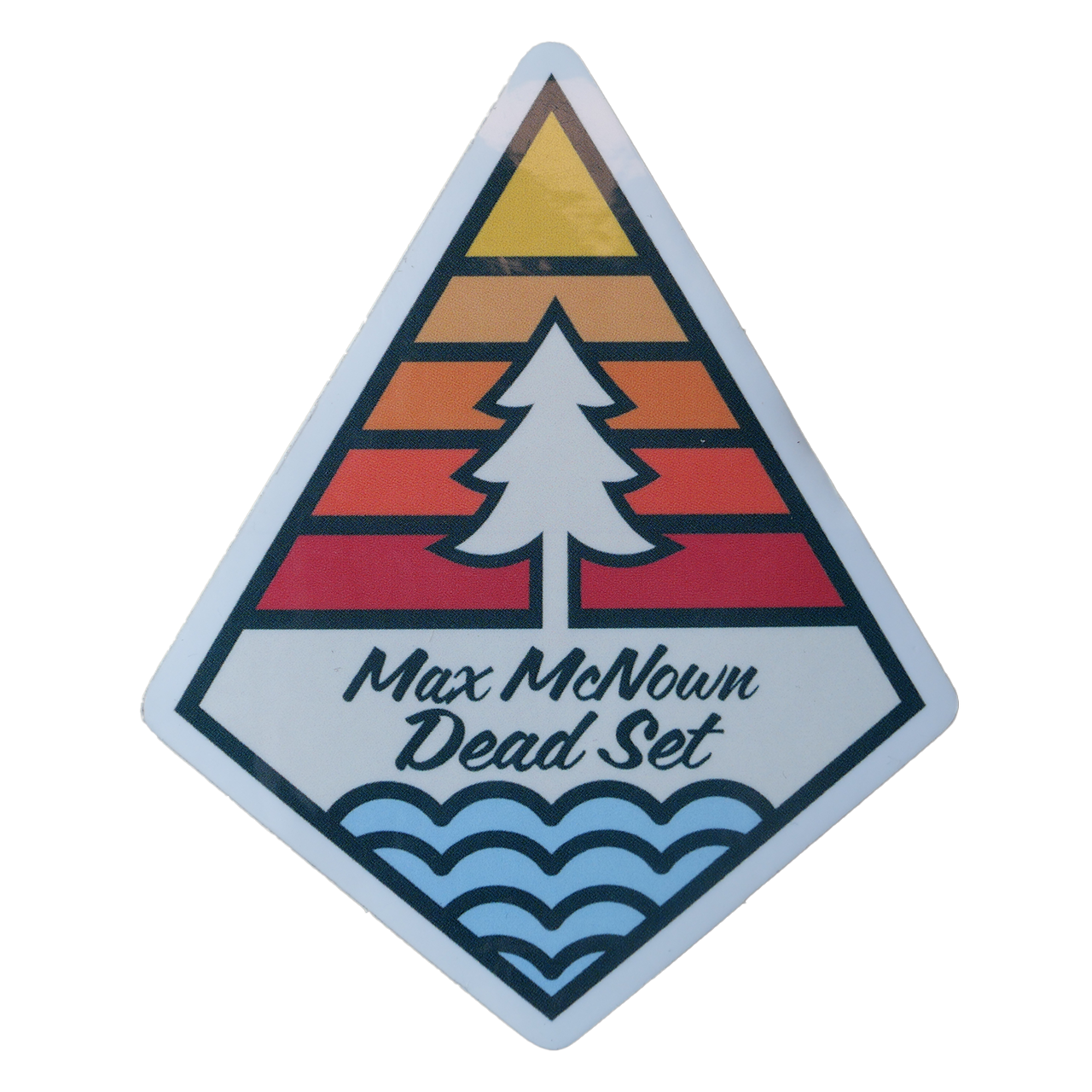 Diamond shape sticker with tree and water design