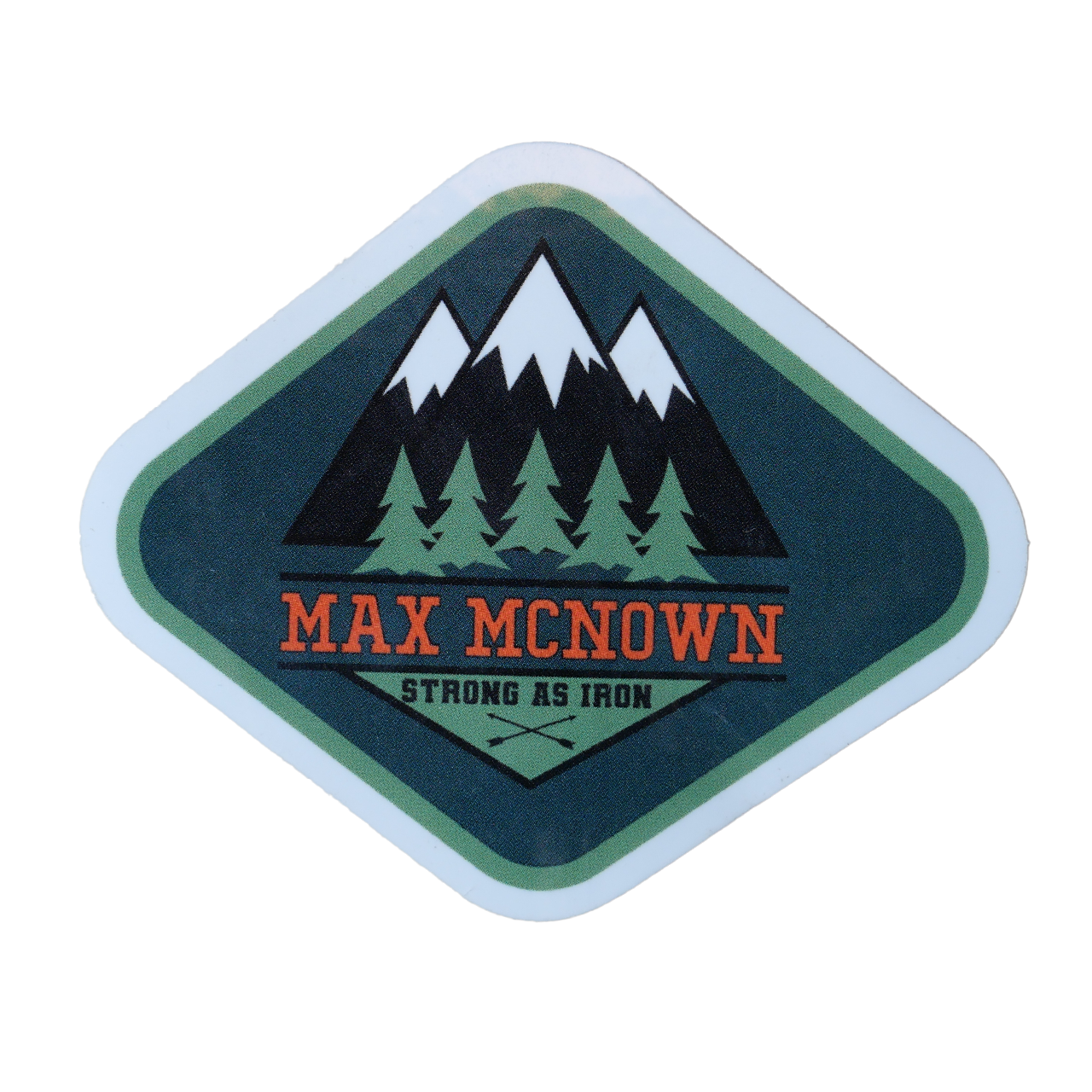Diamond sticker with trees and mountains design