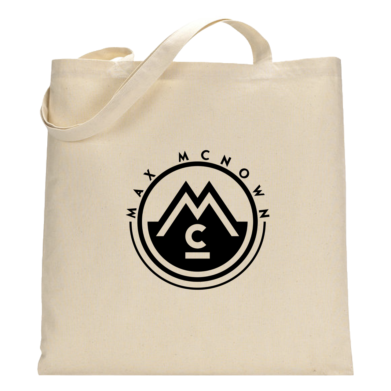 Beige tote with black logo
