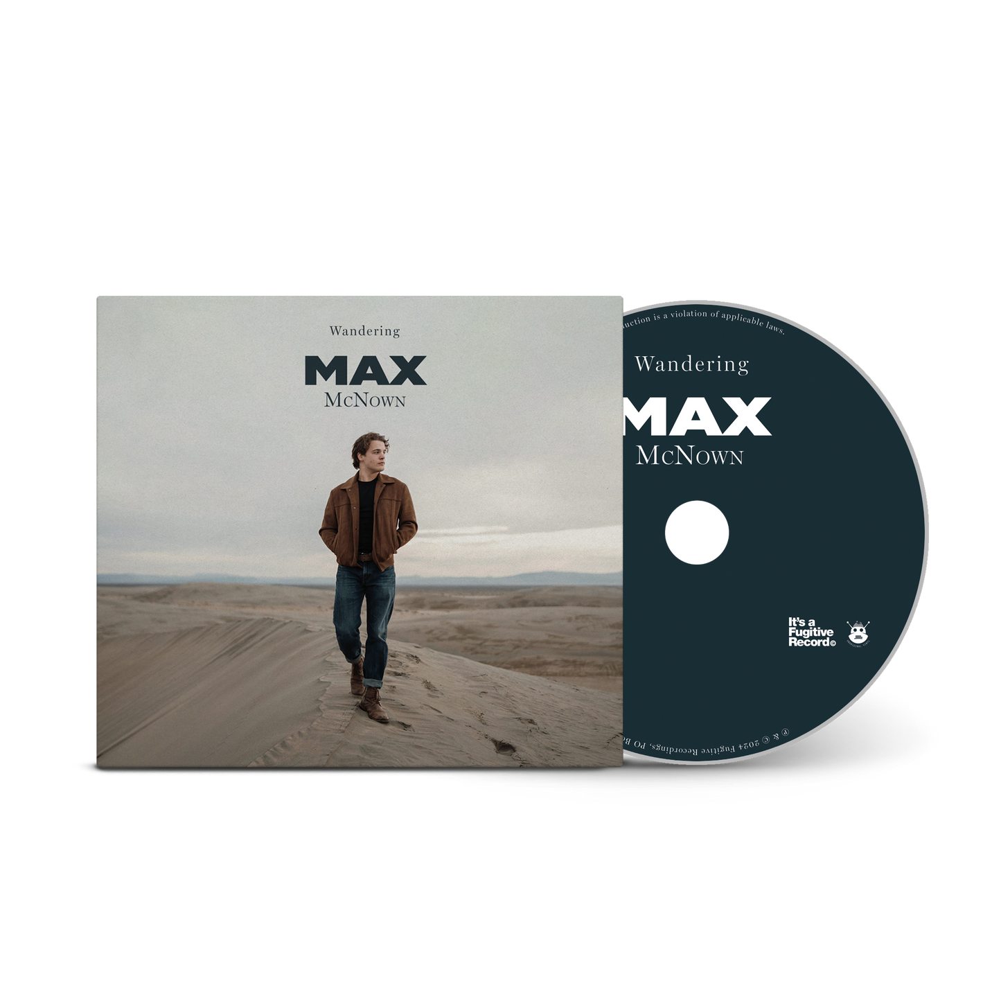 Max McNown album cover and CD with a person walking on a beach