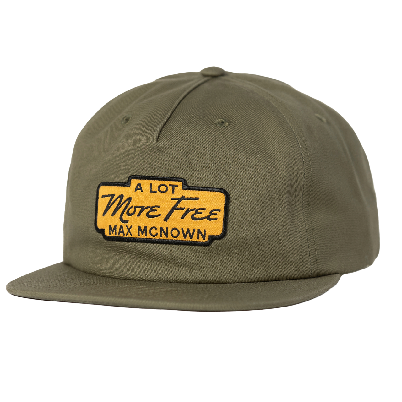 green hat featuring yellow patch with text that reads "A Lot More Free Max McNown"