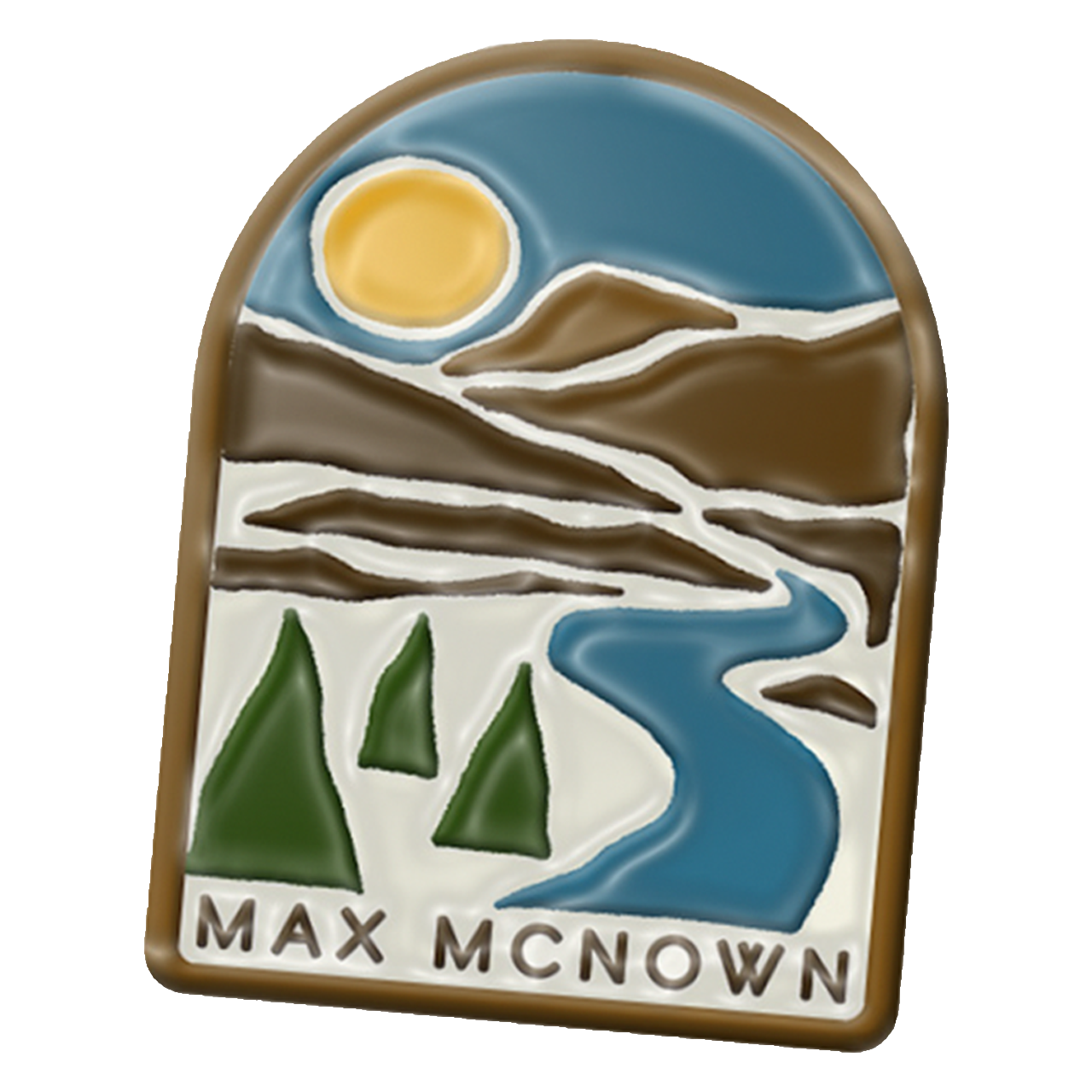 Enamel Pin with graphic landscape design